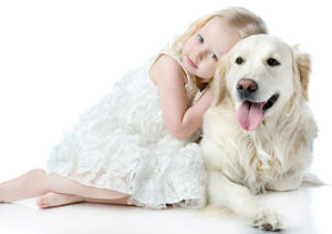 Child with Golden Retriever